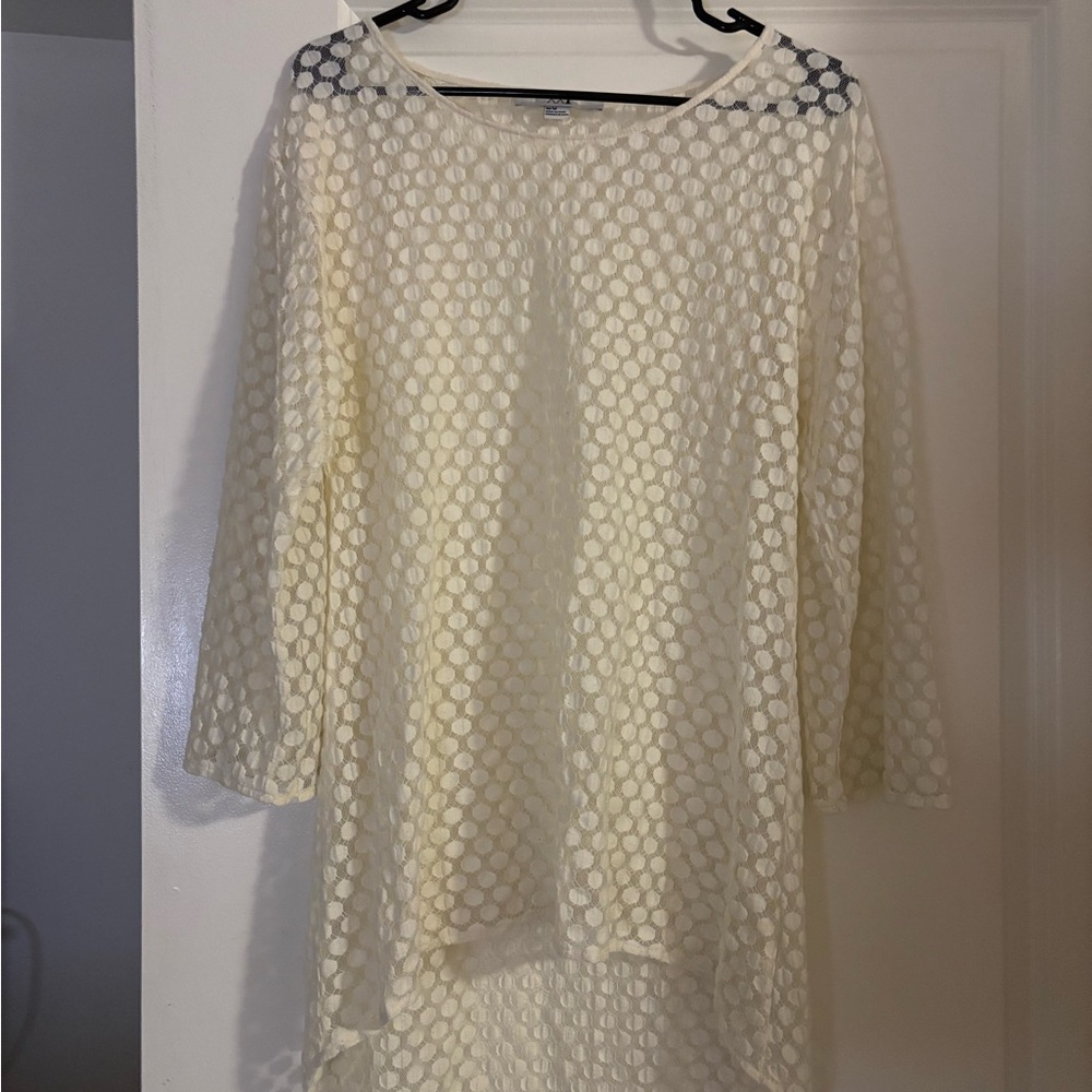 Forever 21 Cream Polka Dot Sheer Top
